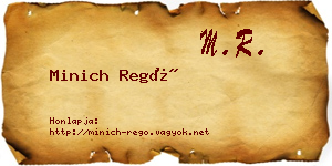 Minich Regő névjegykártya